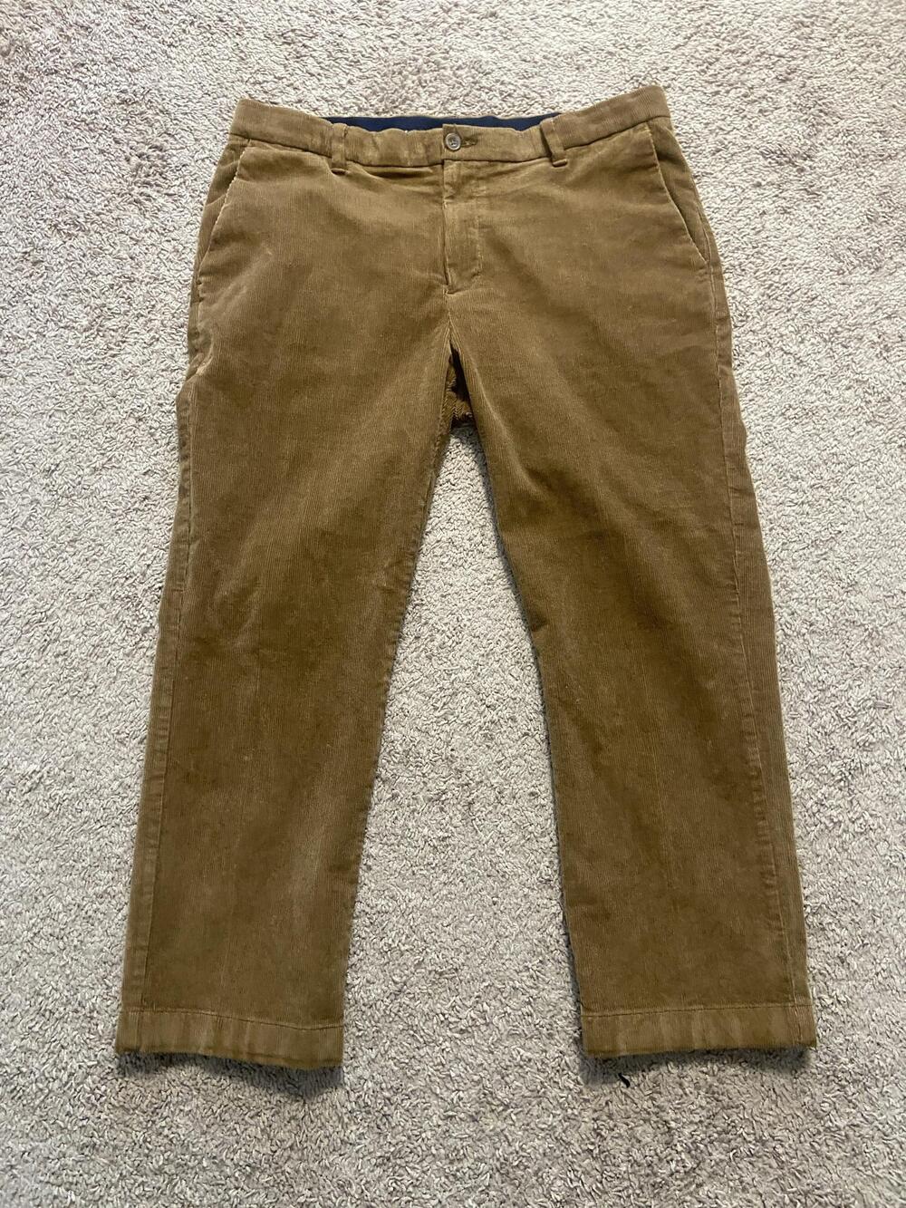Roundtree & Yorke Pants Mens 38x28 Brown Corduroy Chino Straight Leg Casual